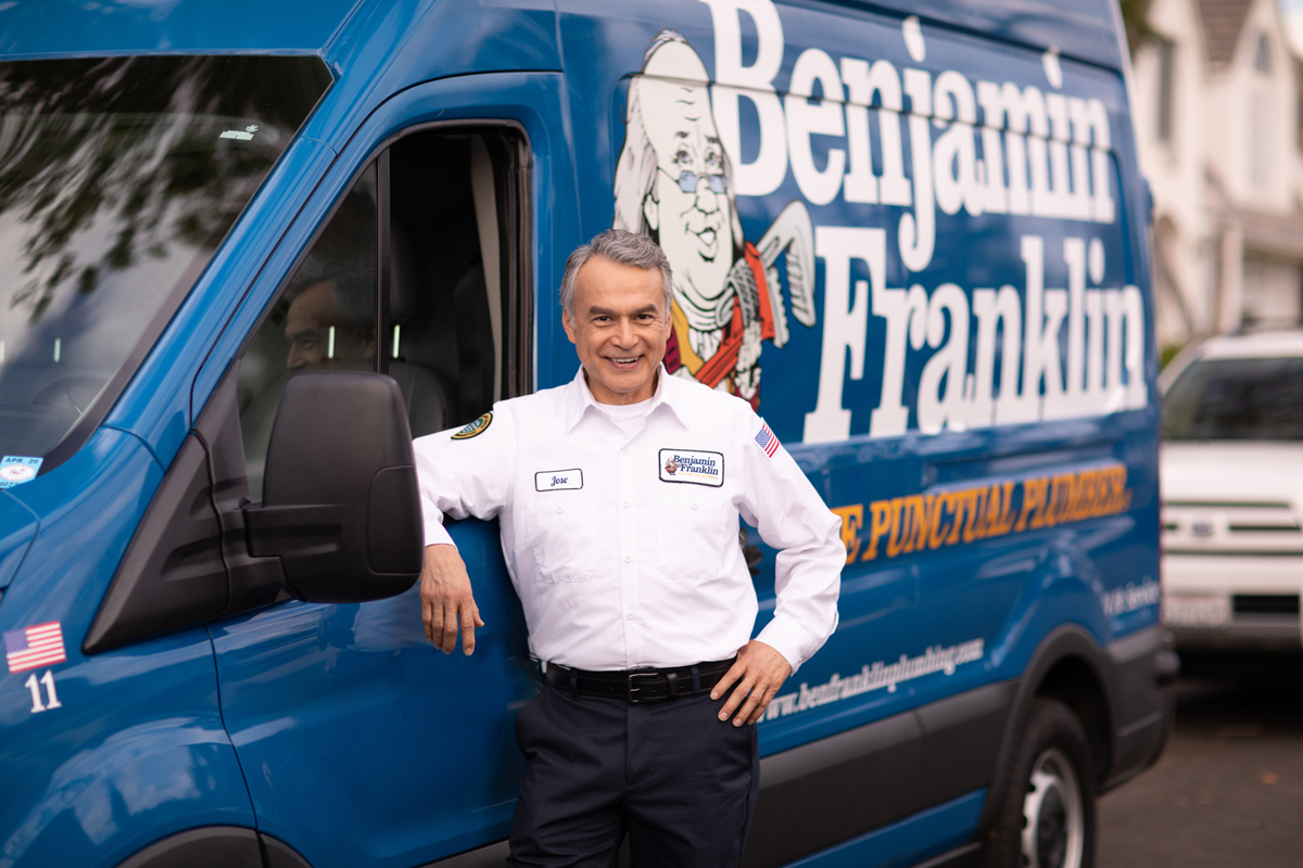 Service Minds Benjamin Franklin Plumbing tech arrived for Water Line Replacement Birmingham