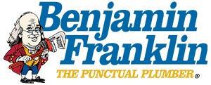 Benjamin Franklin Plumbing logo. The punctual plumber