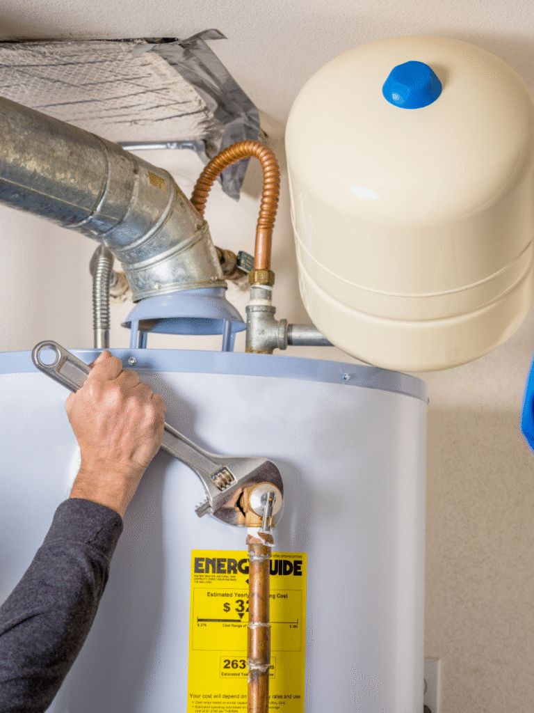 Plumber replacing failing t&p valve